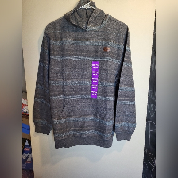 NEW- O'Neill Dark Gray and Light Gray Striped Hoodie, Size XXL - Picture 2 of 7